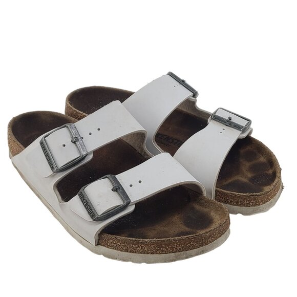 Birkenstock Shoes - Birkenstock Womens Arizona Birko-Flor Casual Open Toe Sandals White Size 7.5
